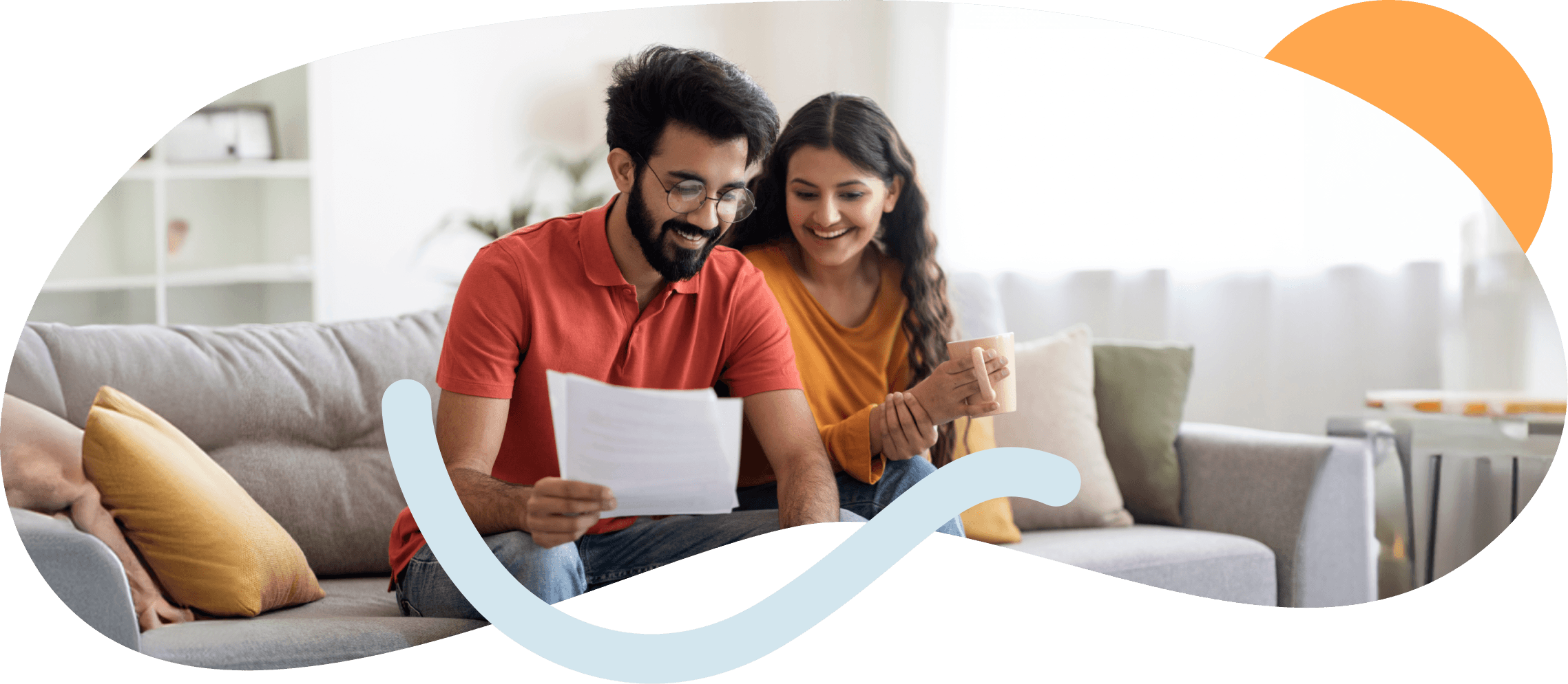 A photograph of couple checking some documents.