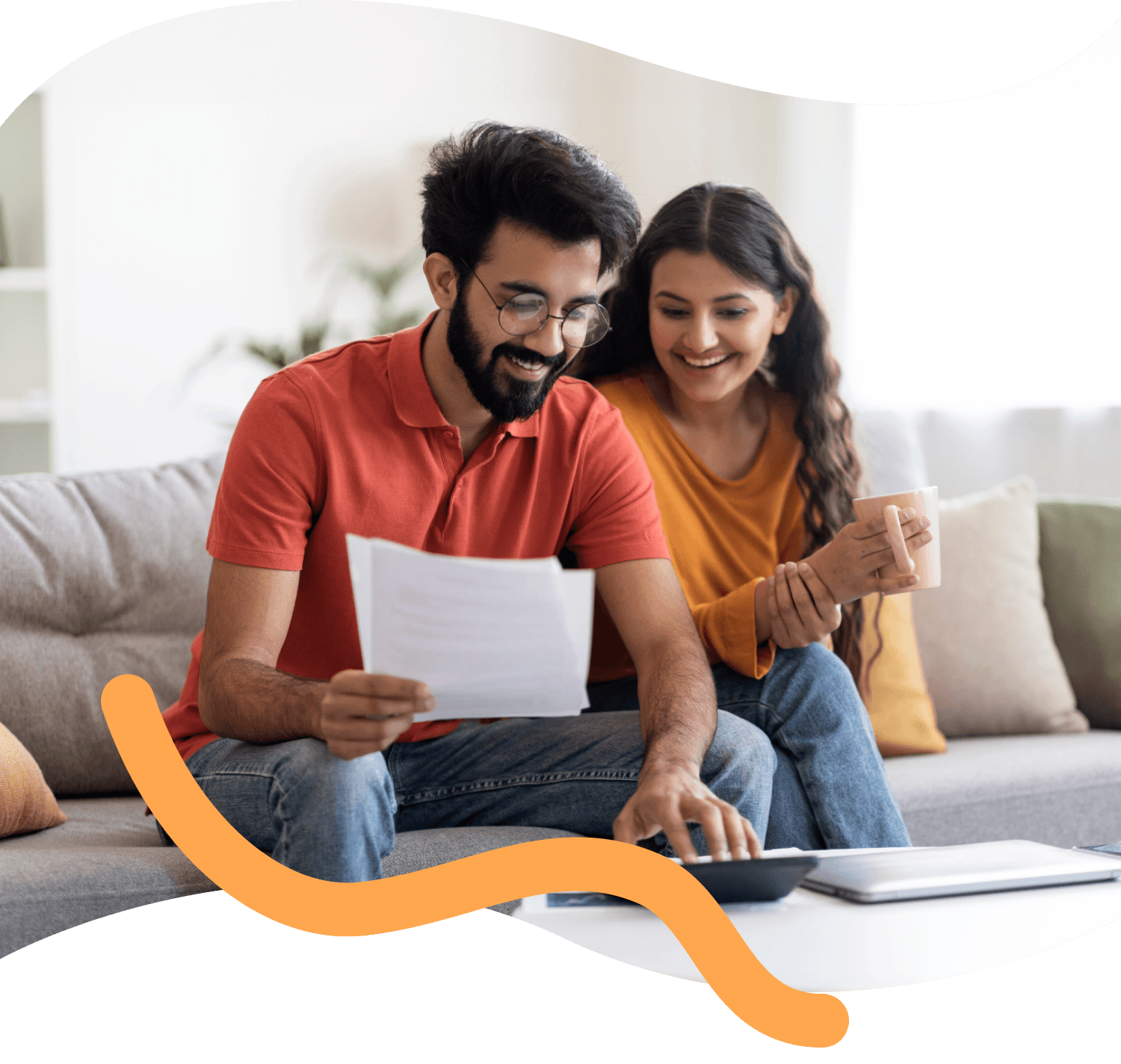 A photograph of couple checking some documents.